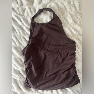 SUPRE Halter Tank Top in Dark Brown